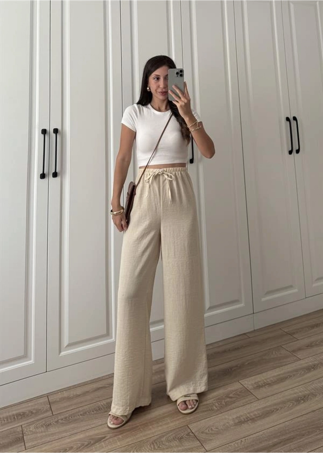 Stradi Model Keten Taş Palazzo Pantolon