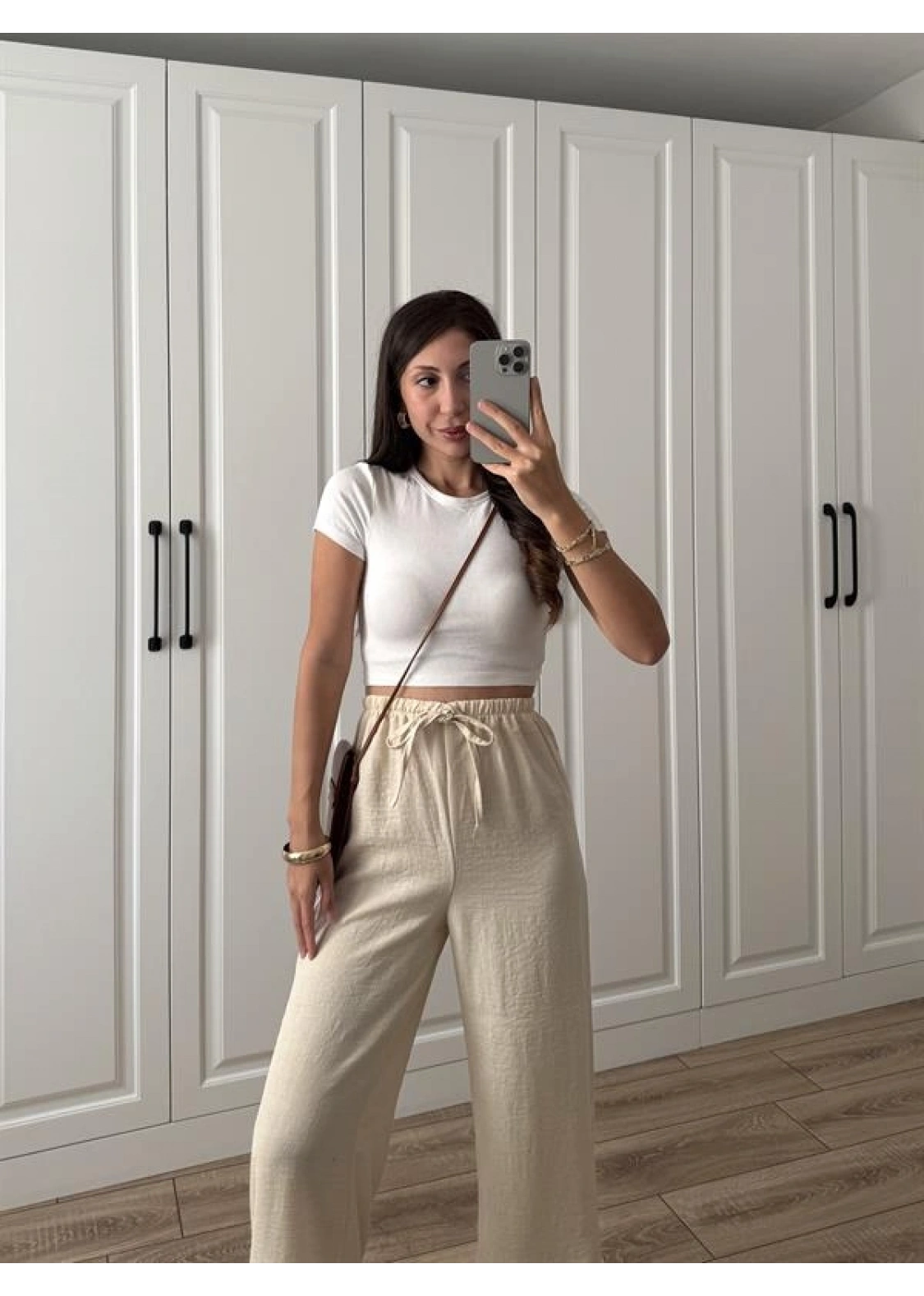 Stradi Model Keten Taş Palazzo Pantolon