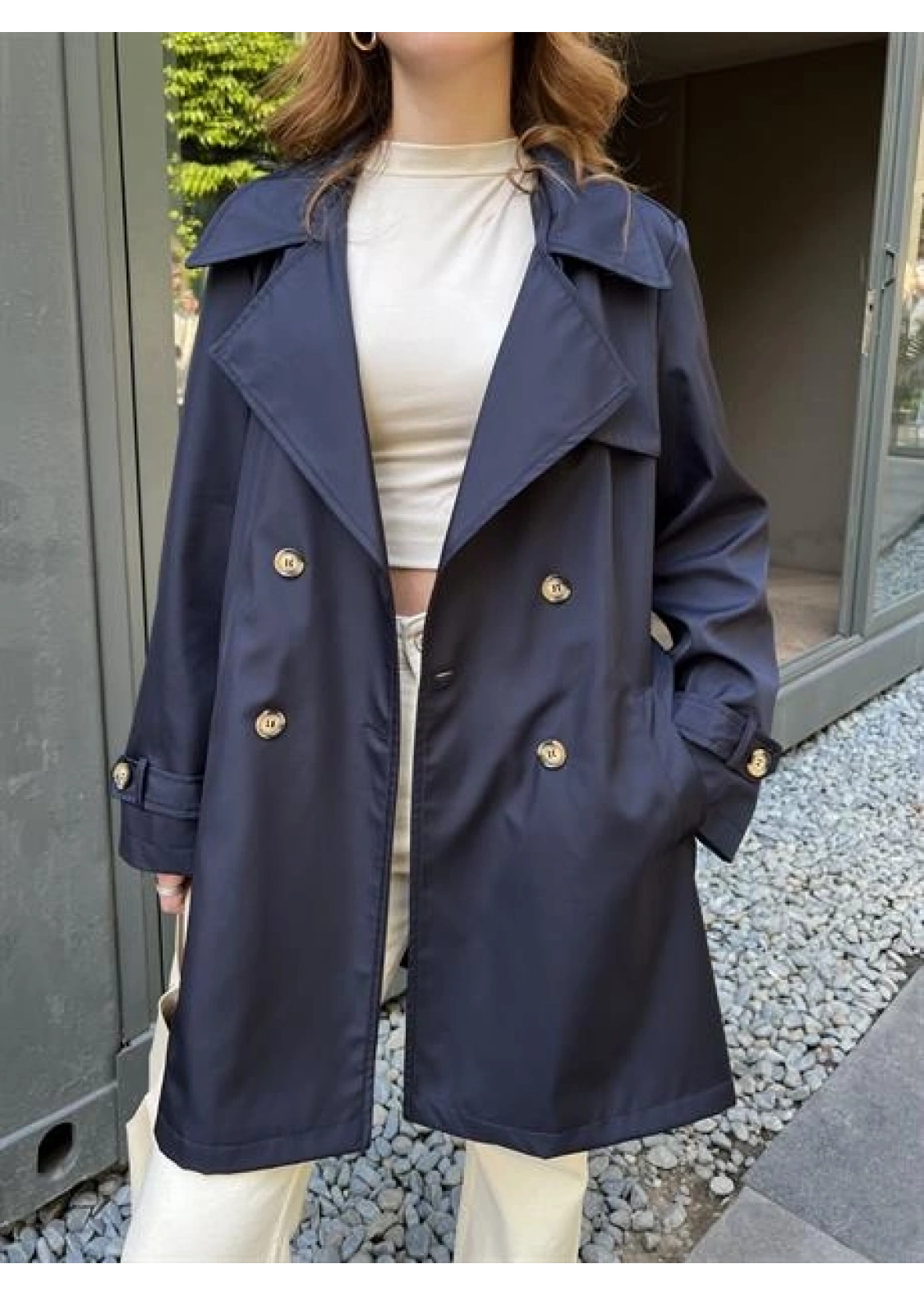 Stradi Model Lacivert Astarlı Trençkot