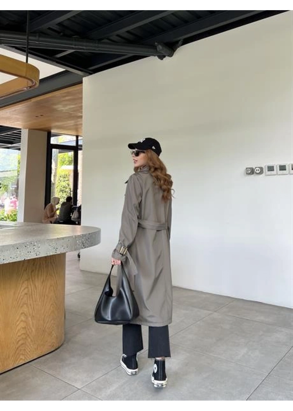 Stradi Model Olive Astarlı Uzun Trençkot