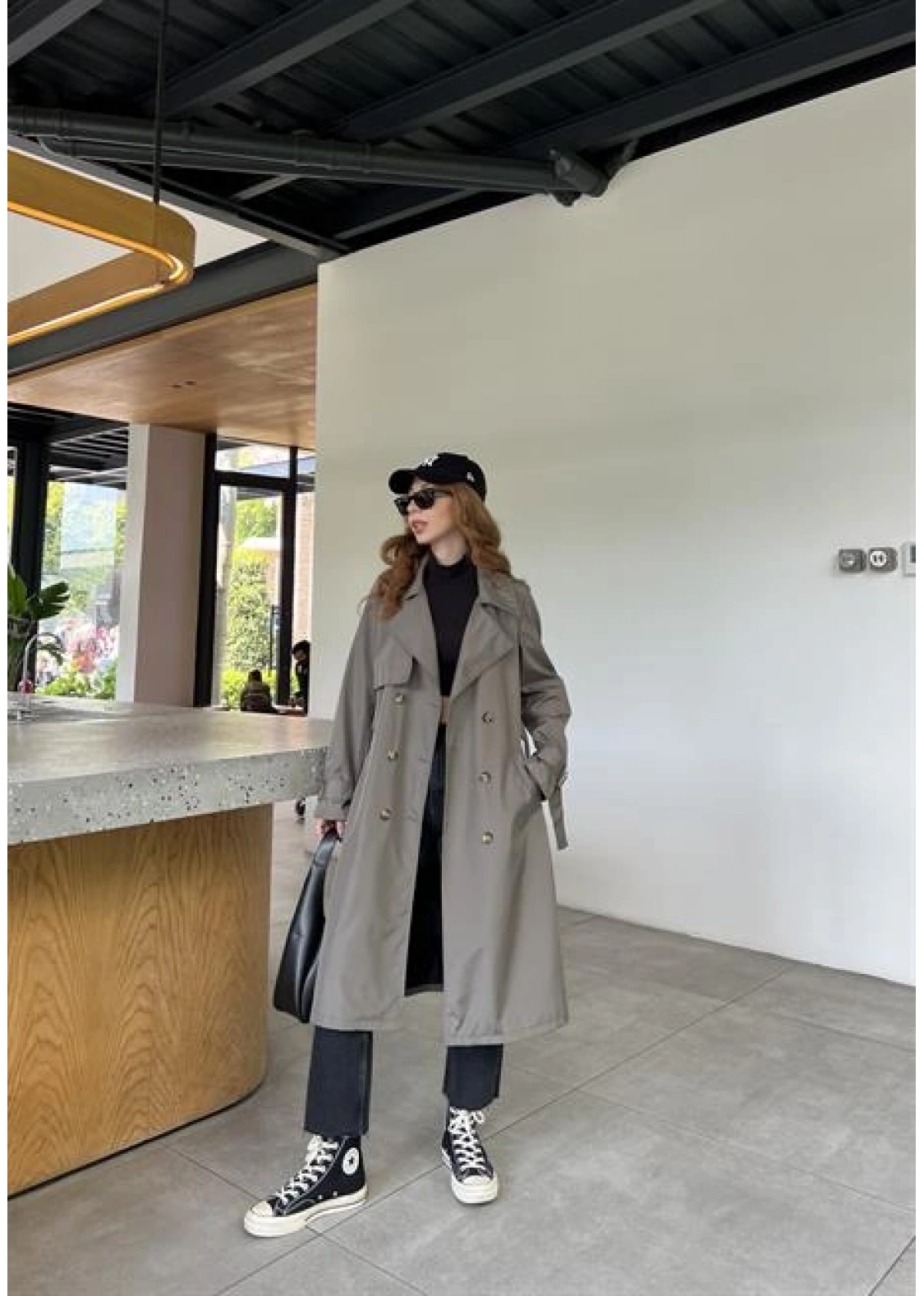 Stradi Model Olive Astarlı Uzun Trençkot