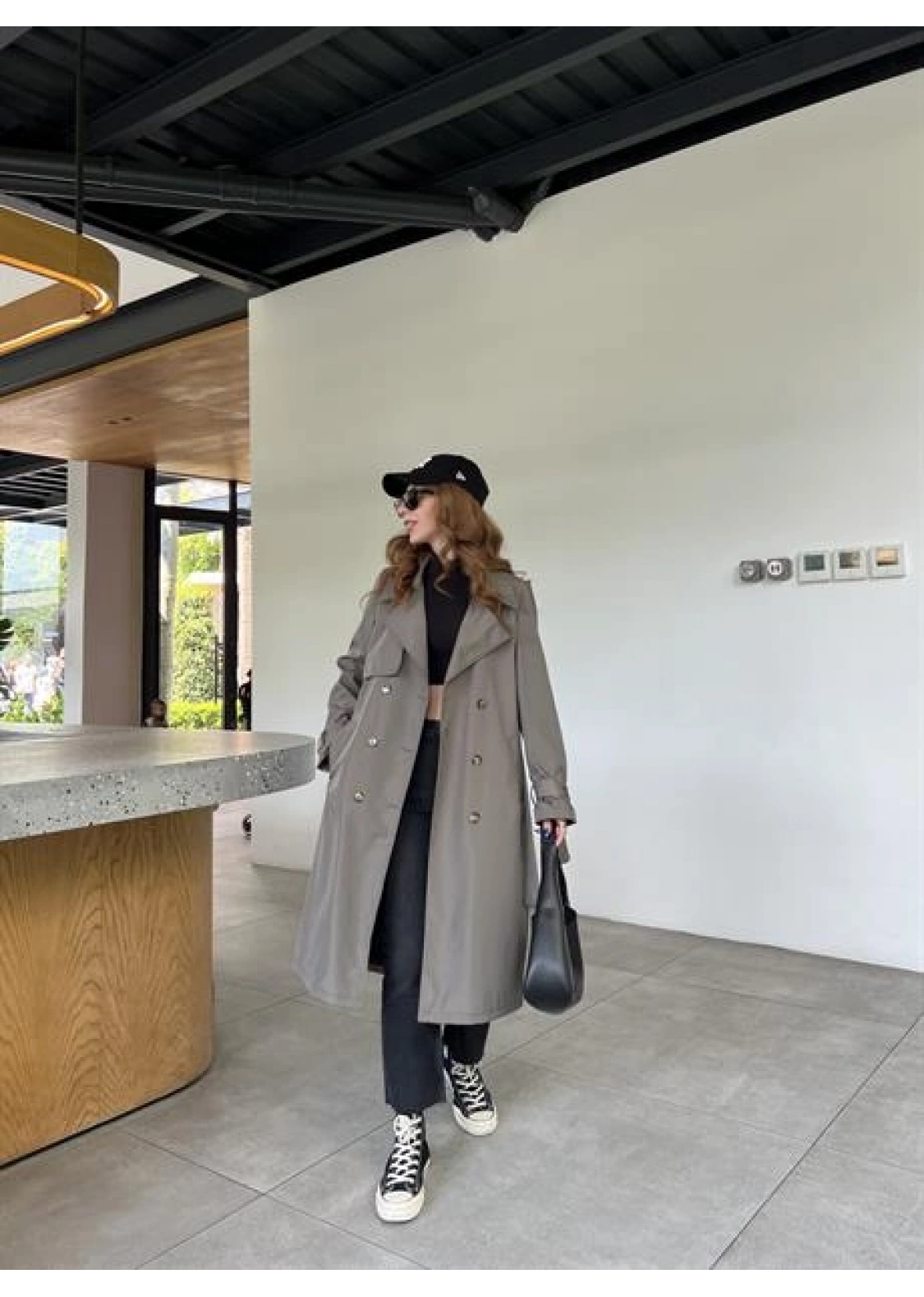 Stradi Model Olive Astarlı Uzun Trençkot