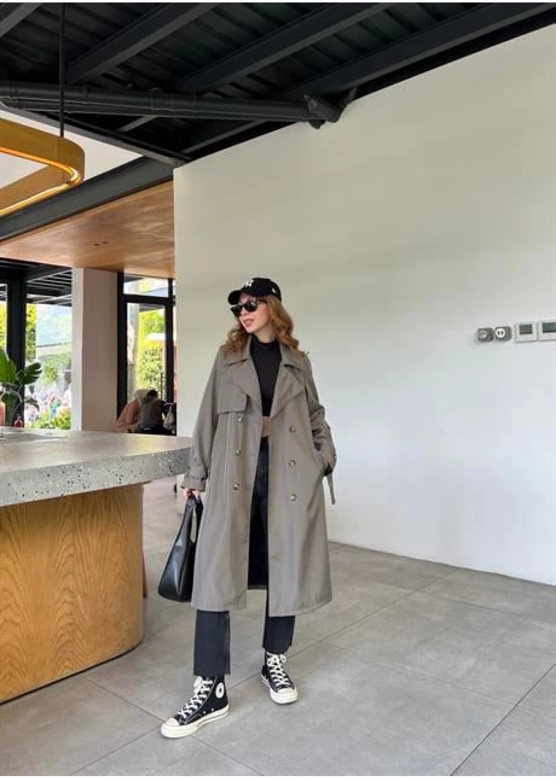 Stradi Model Olive Astarlı Uzun Trençkot