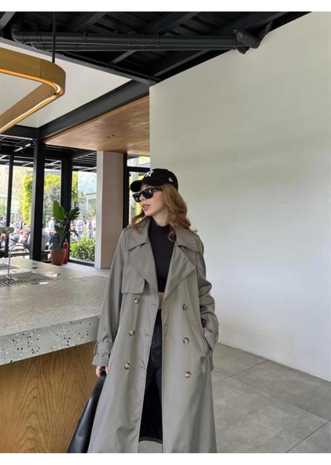 Stradi Model Olive Astarlı Uzun Trençkot