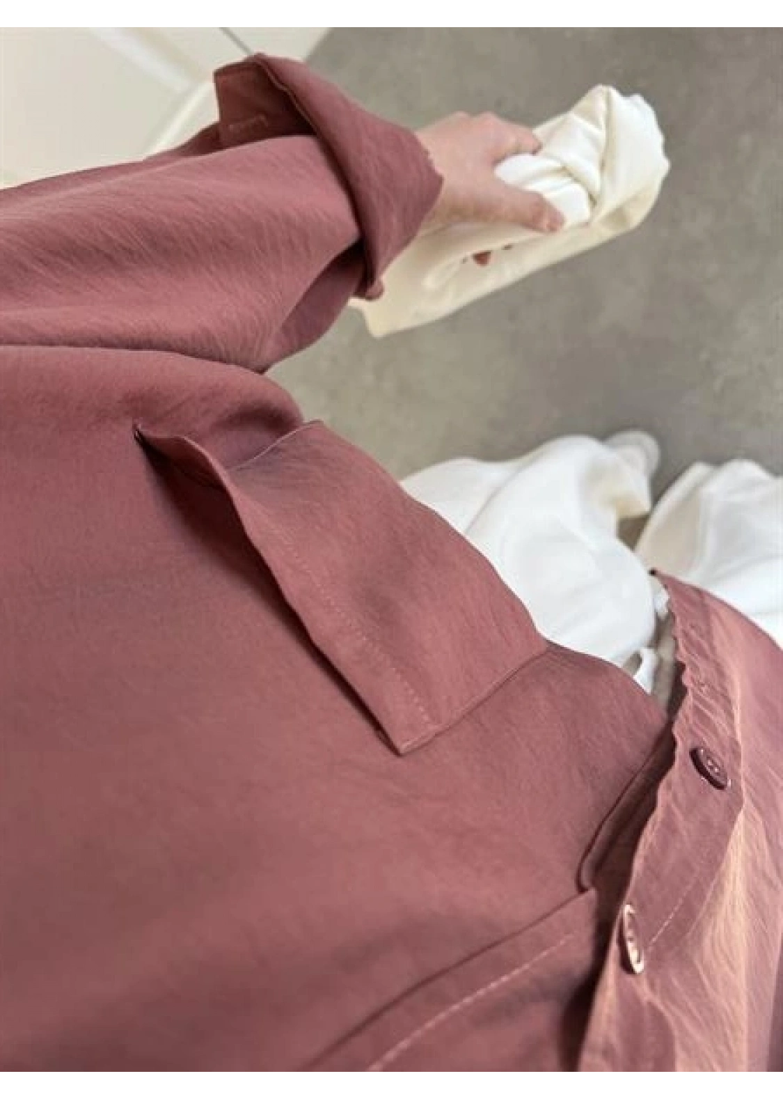 Tarçın Oversize Tensel Gömlek