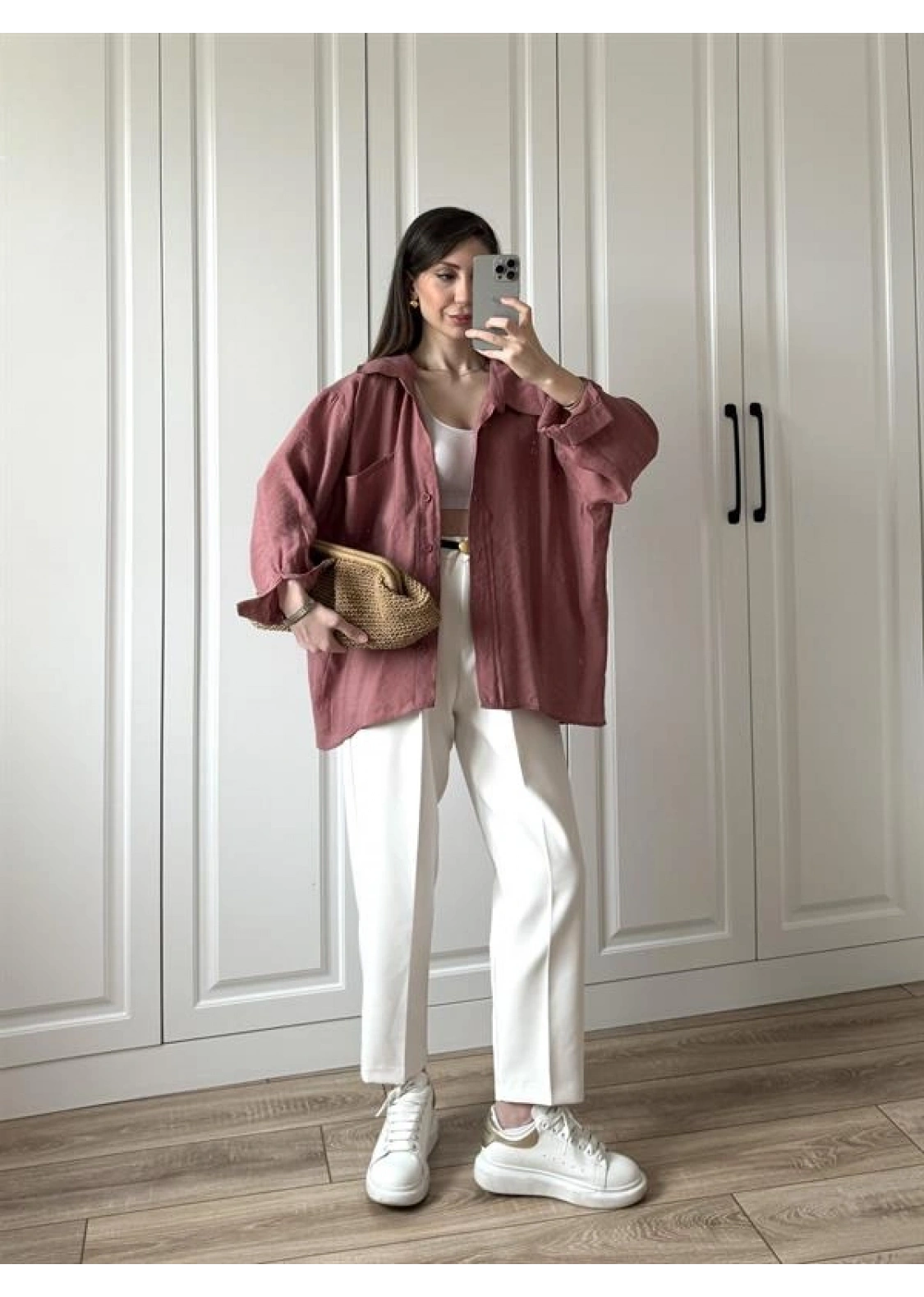 Tarçın Oversize Tensel Gömlek