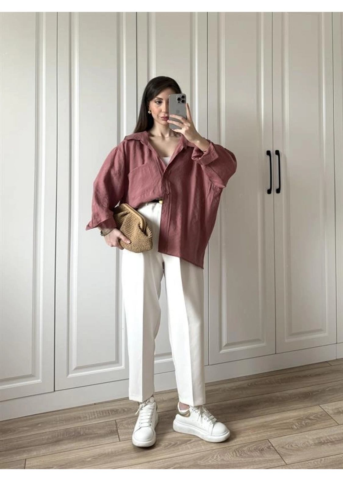 Tarçın Oversize Tensel Gömlek