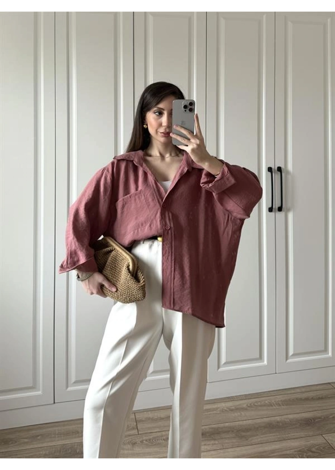 Tarçın Oversize Tensel Gömlek