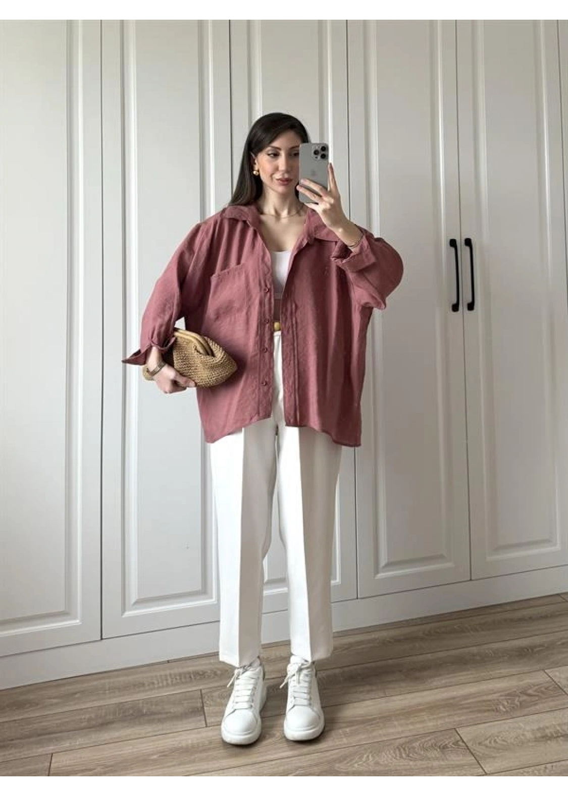 Tarçın Oversize Tensel Gömlek