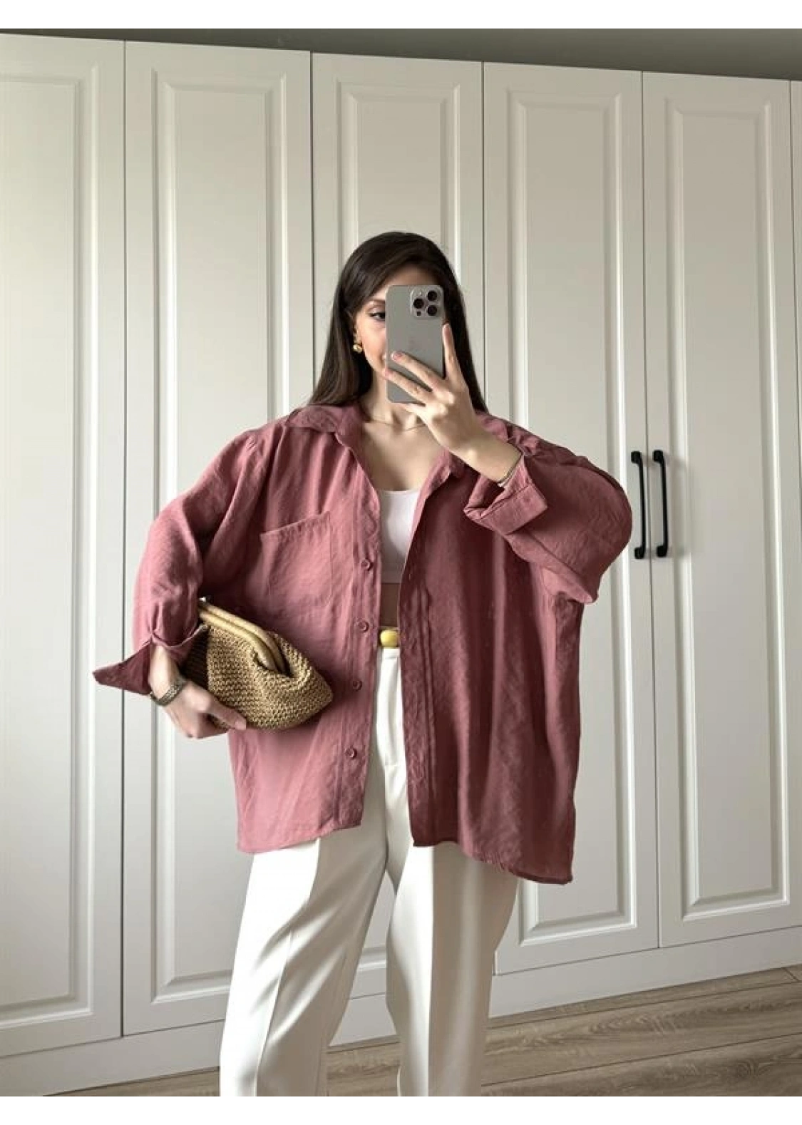 Tarçın Oversize Tensel Gömlek