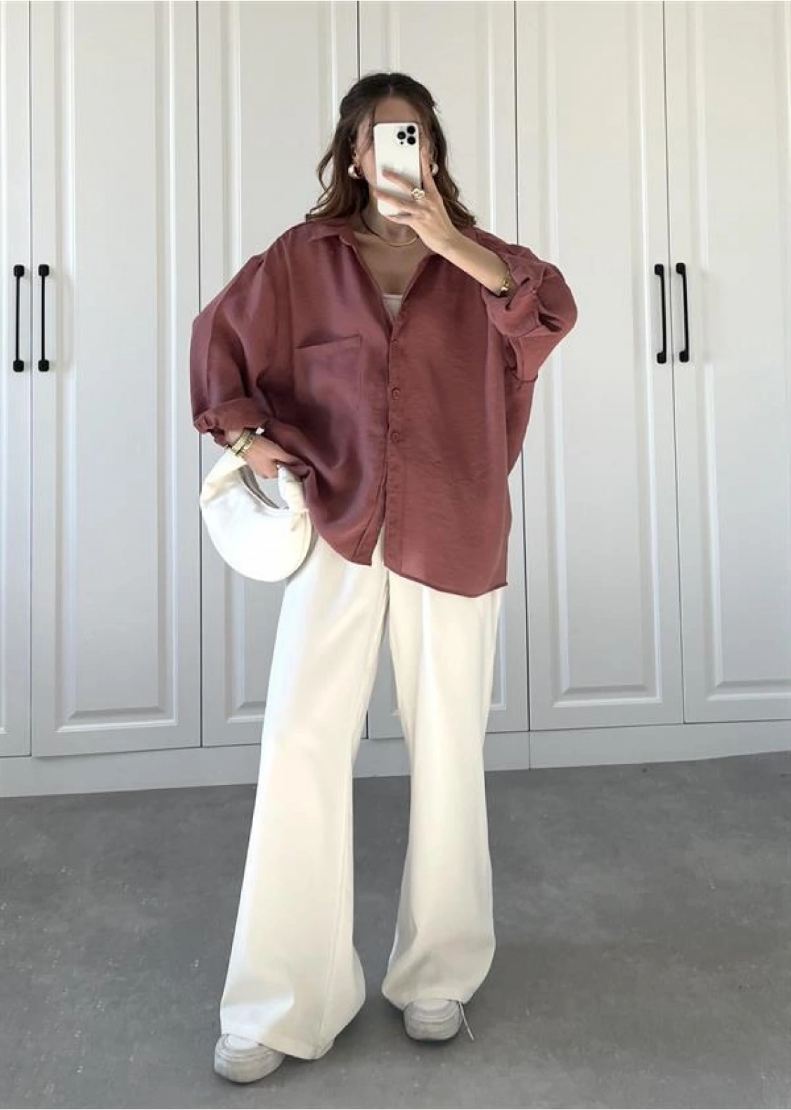 Tarçın Oversize Tensel Gömlek