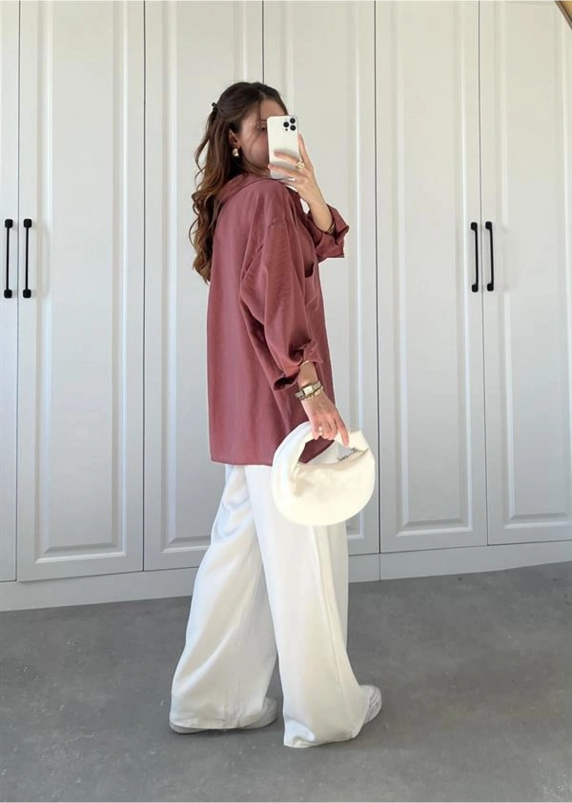 Tarçın Oversize Tensel Gömlek