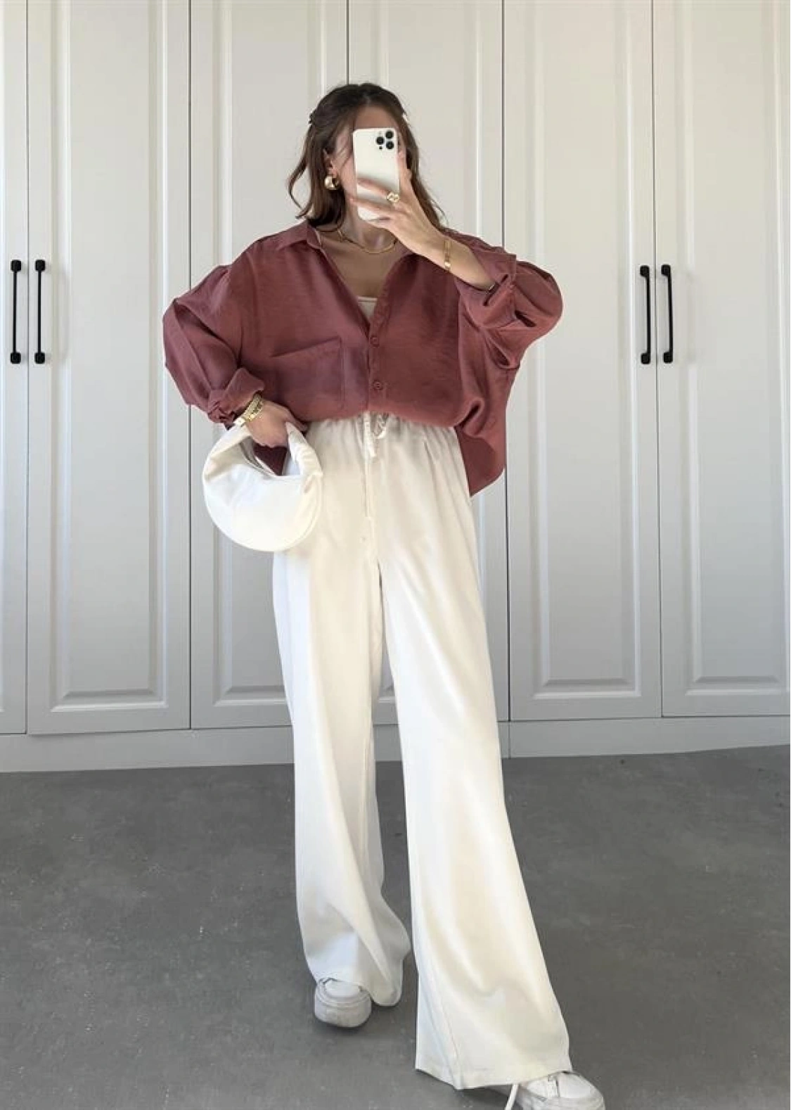 Tarçın Oversize Tensel Gömlek