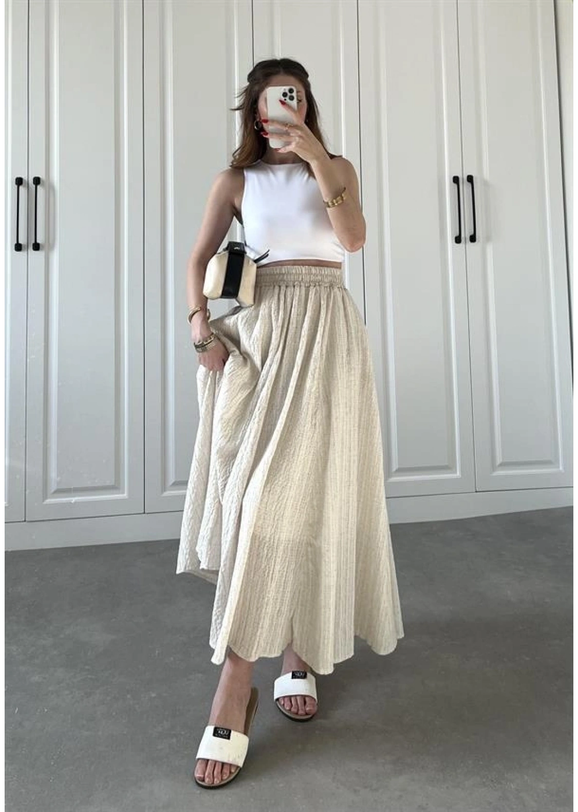 Taş Krinkıl Gofre Astarlı Etek