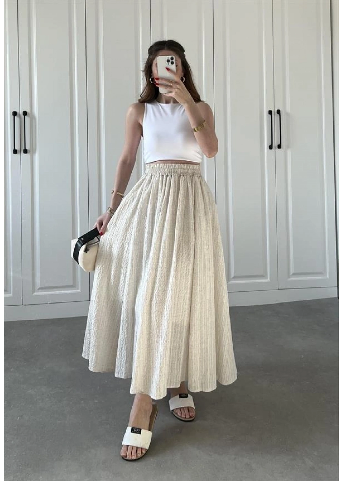 Taş Krinkıl Gofre Astarlı Etek