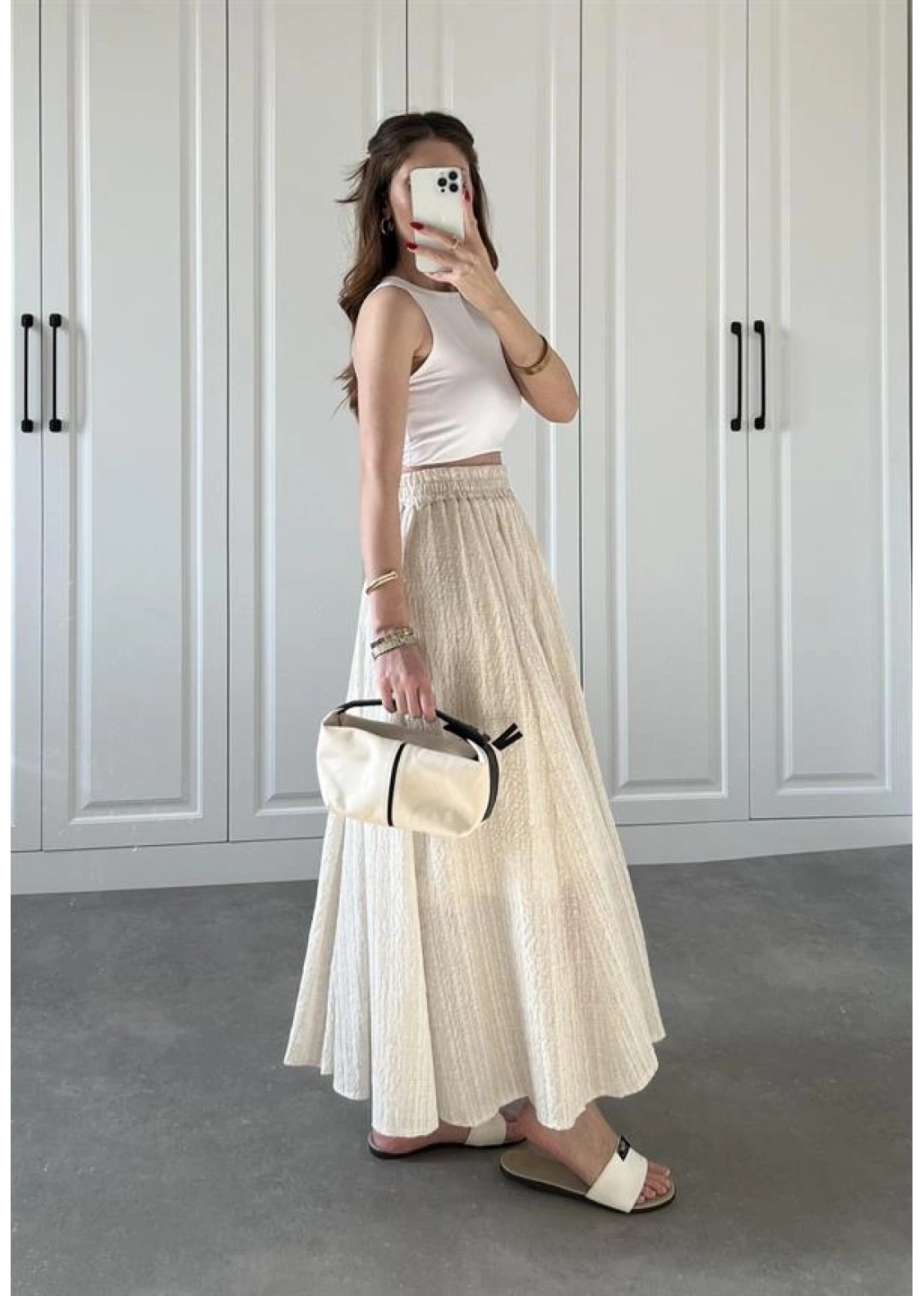 Taş Krinkıl Gofre Astarlı Etek