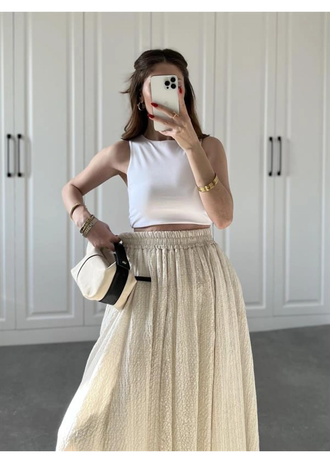 Taş Krinkıl Gofre Astarlı Etek