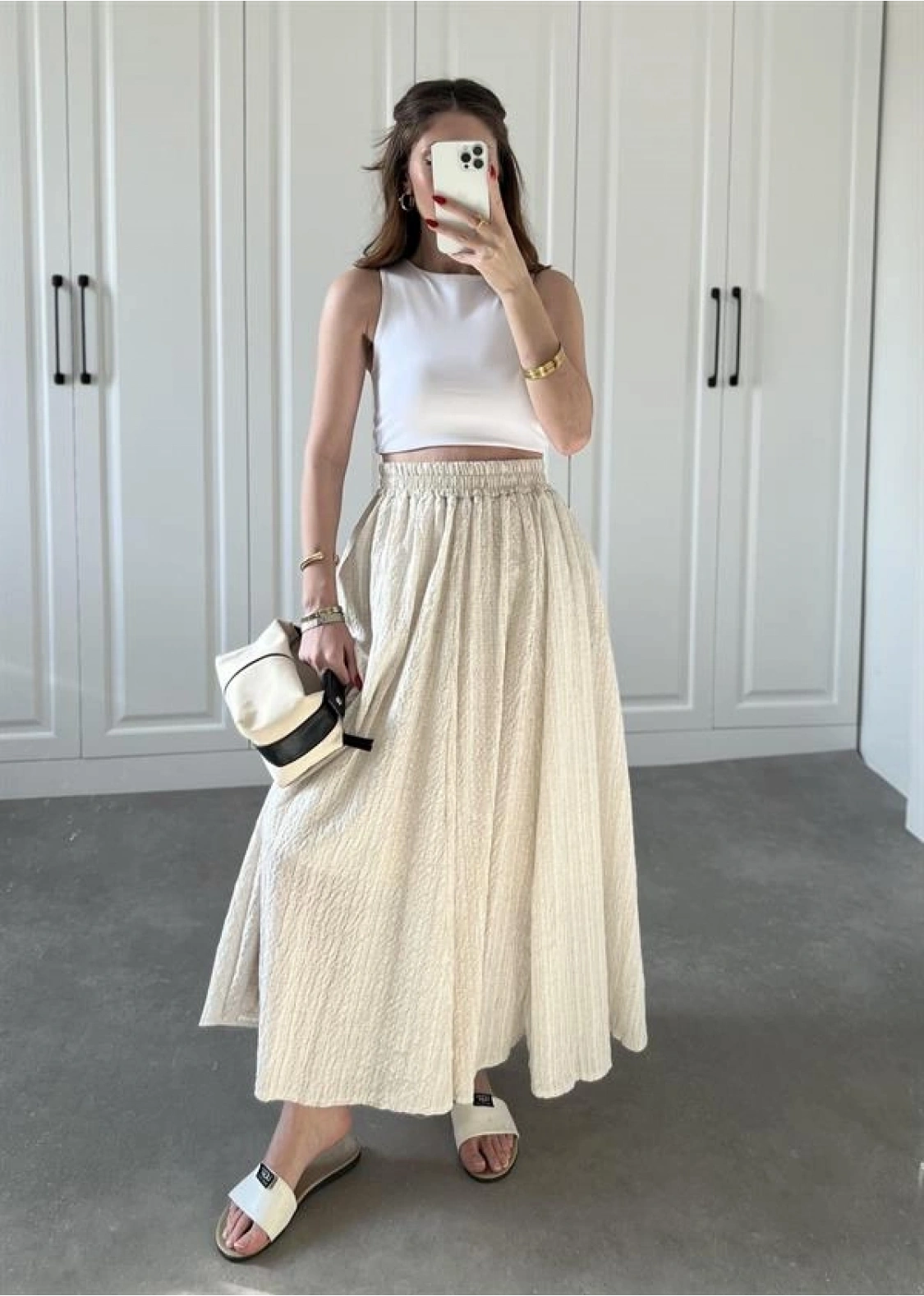 Taş Krinkıl Gofre Astarlı Etek