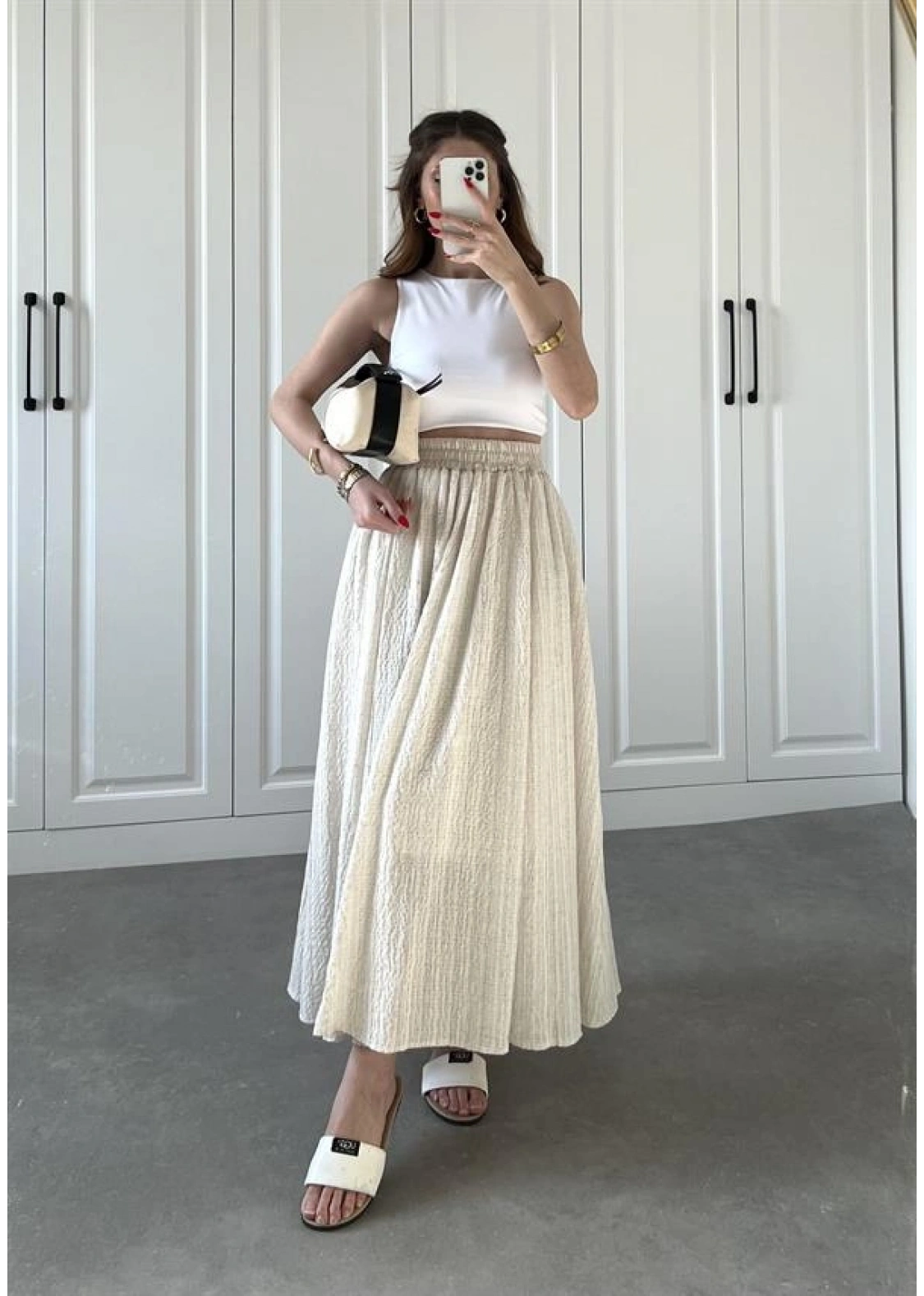 Taş Krinkıl Gofre Astarlı Etek