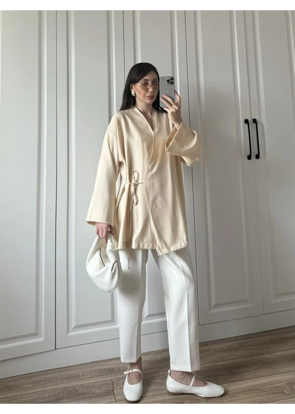 Taş Yandan Bağlamalı Tensel Kimono Ceket