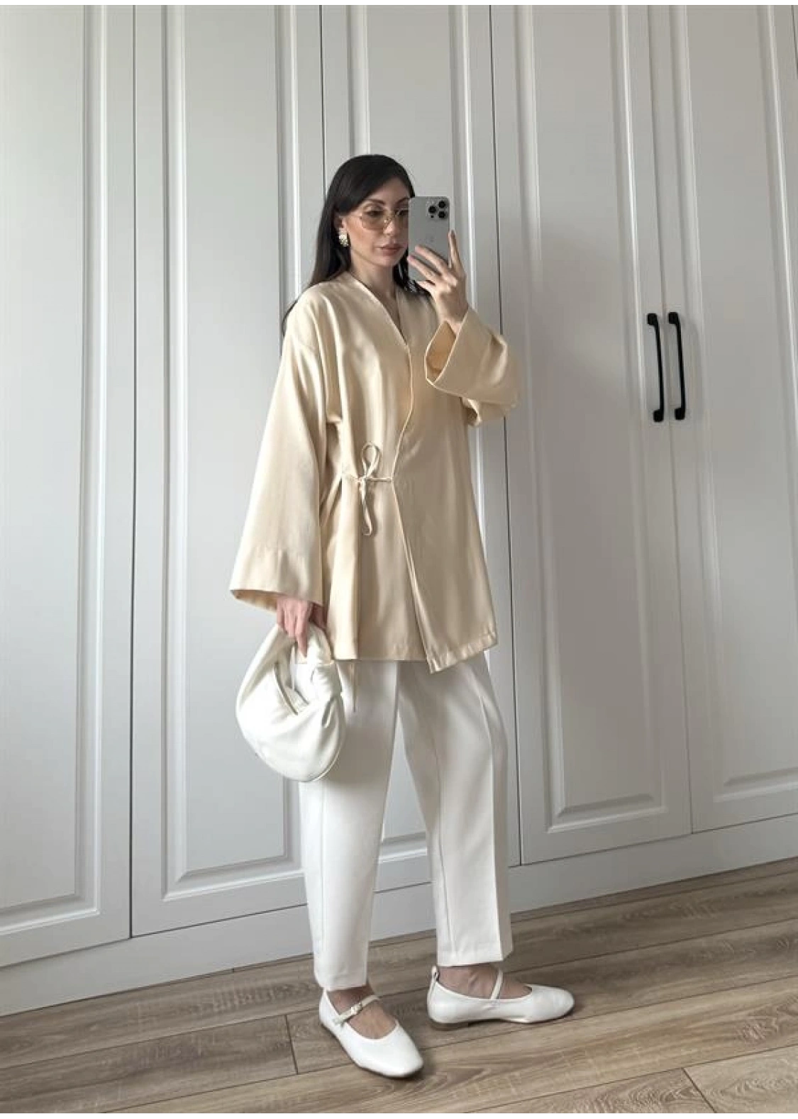 Taş Yandan Bağlamalı Tensel Kimono Ceket