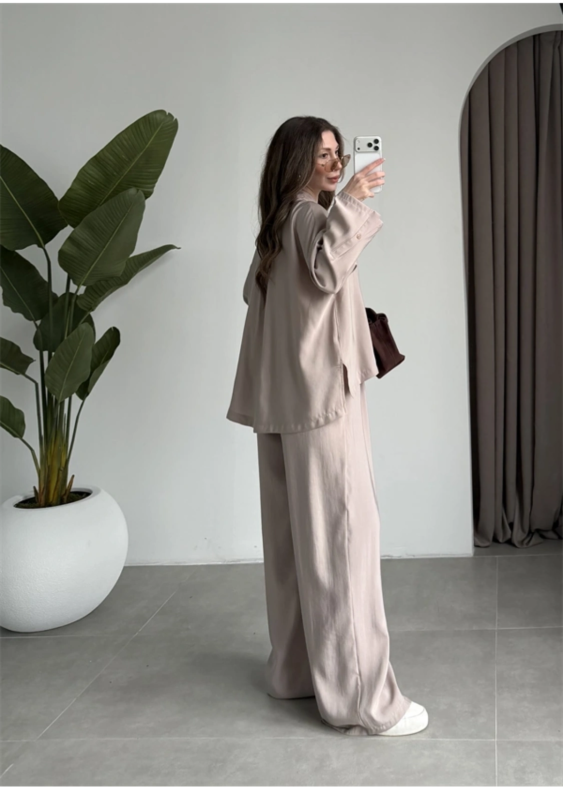 Tek Düğme Oversize Tensel Taş Takım