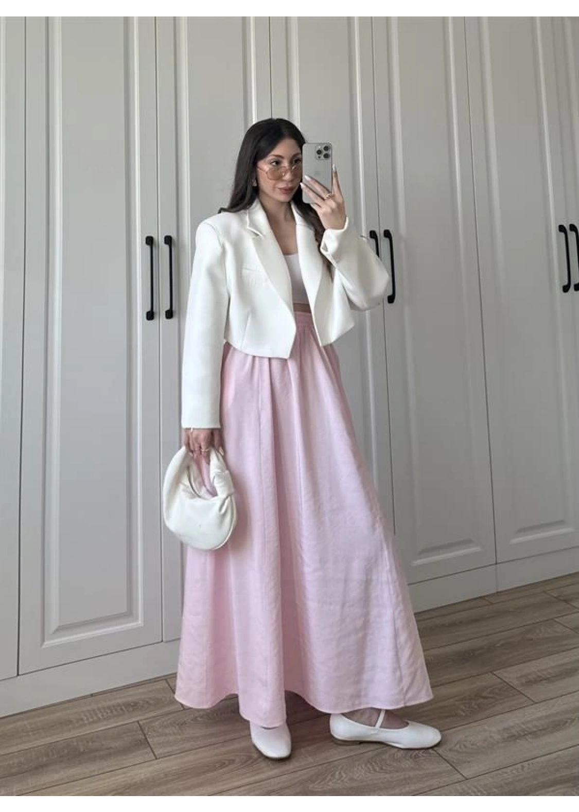 Tensel Beli Lastikli Açık Pembe Etek