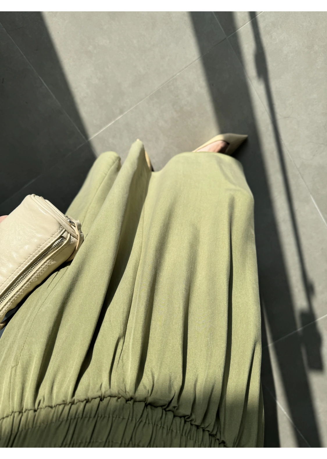 Tensel Beli Lastikli Haki Kilos Etek