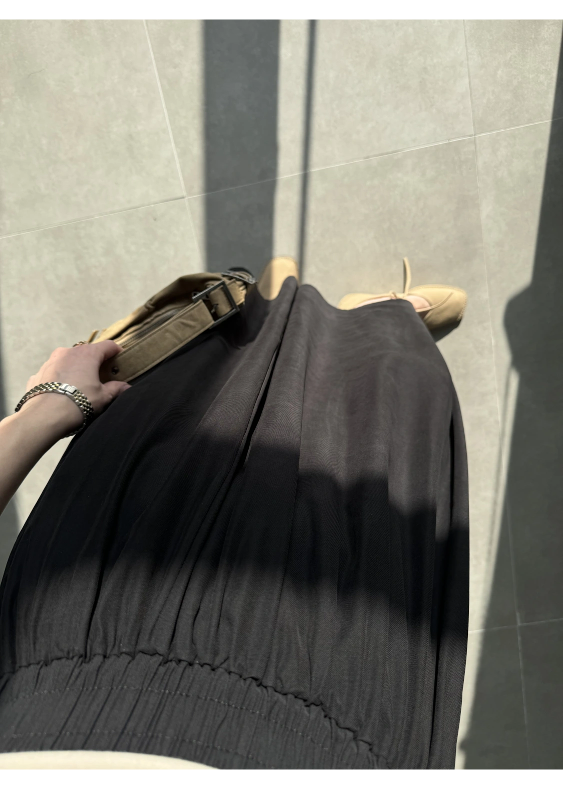 Tensel Beli Lastikli Siyah Kilos Etek