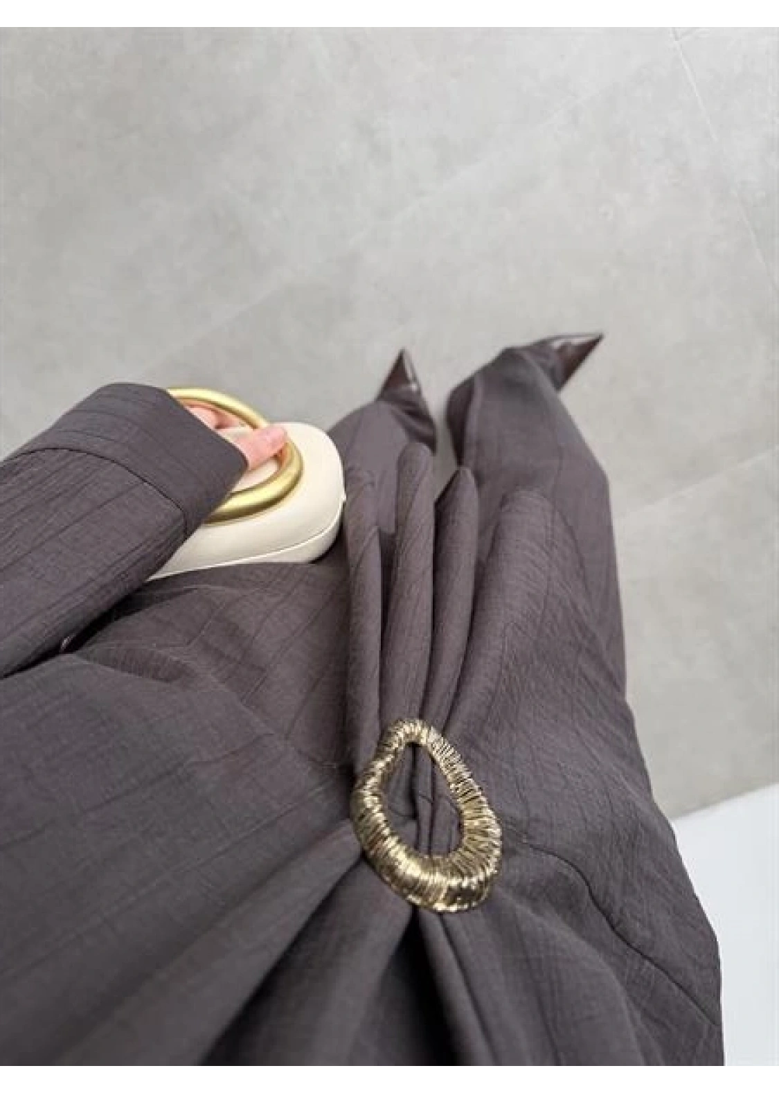 Tokalı İthal Kumaş Acı Kahve Gömlek Takım