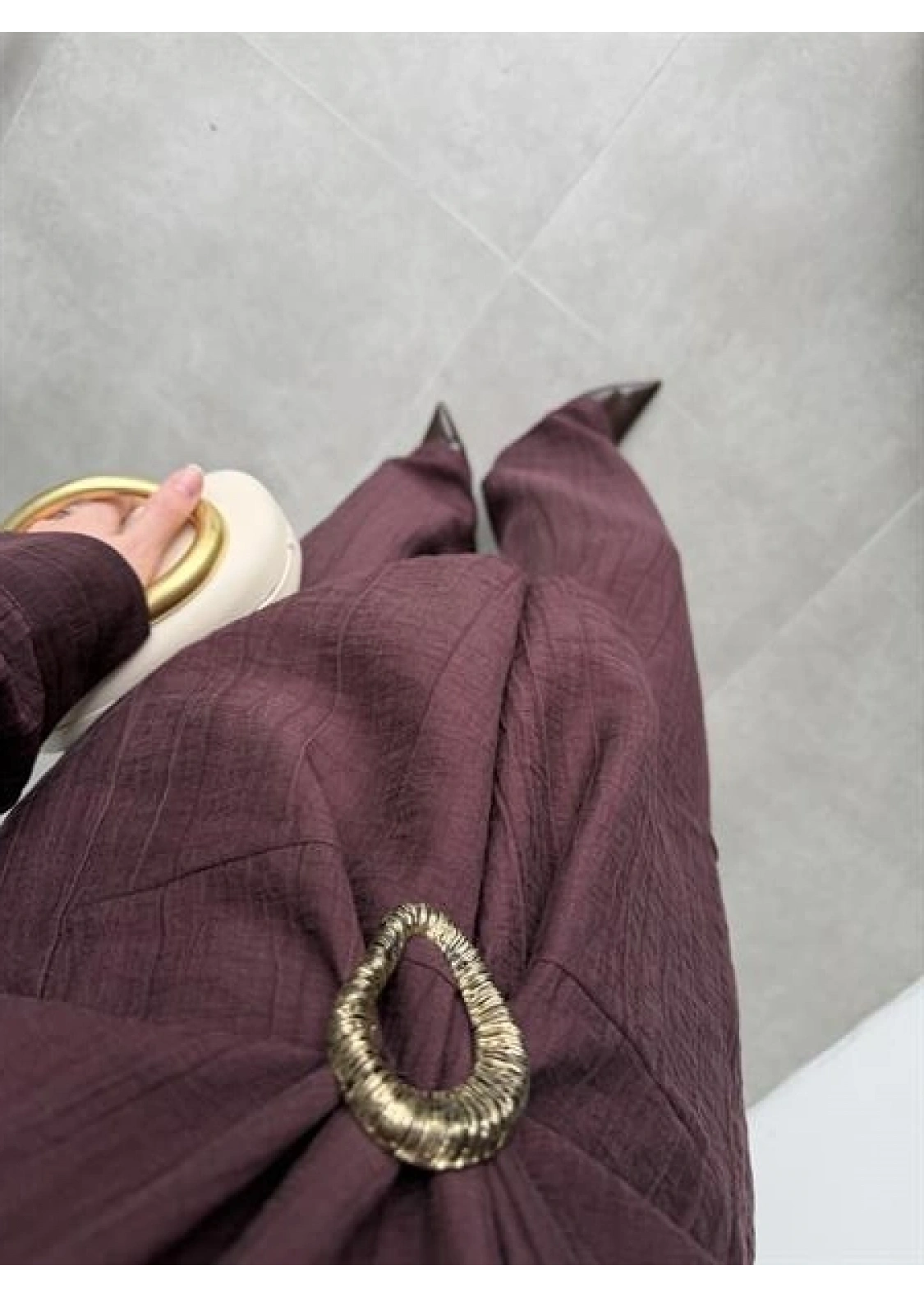 Tokalı İthal Kumaş Bordo Gömlek Takım