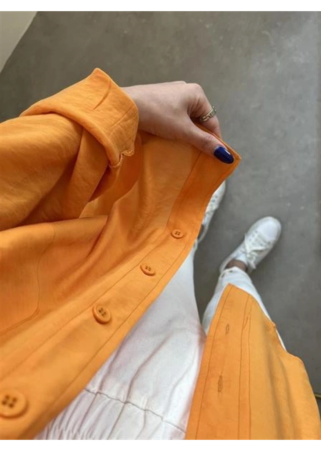 Turuncu Oversize Tensel Gömlek