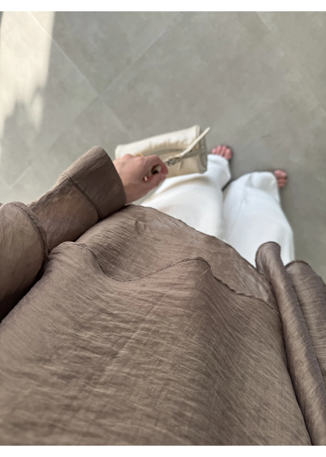 Uçuşan Pelerin Bronz Tül Bluz