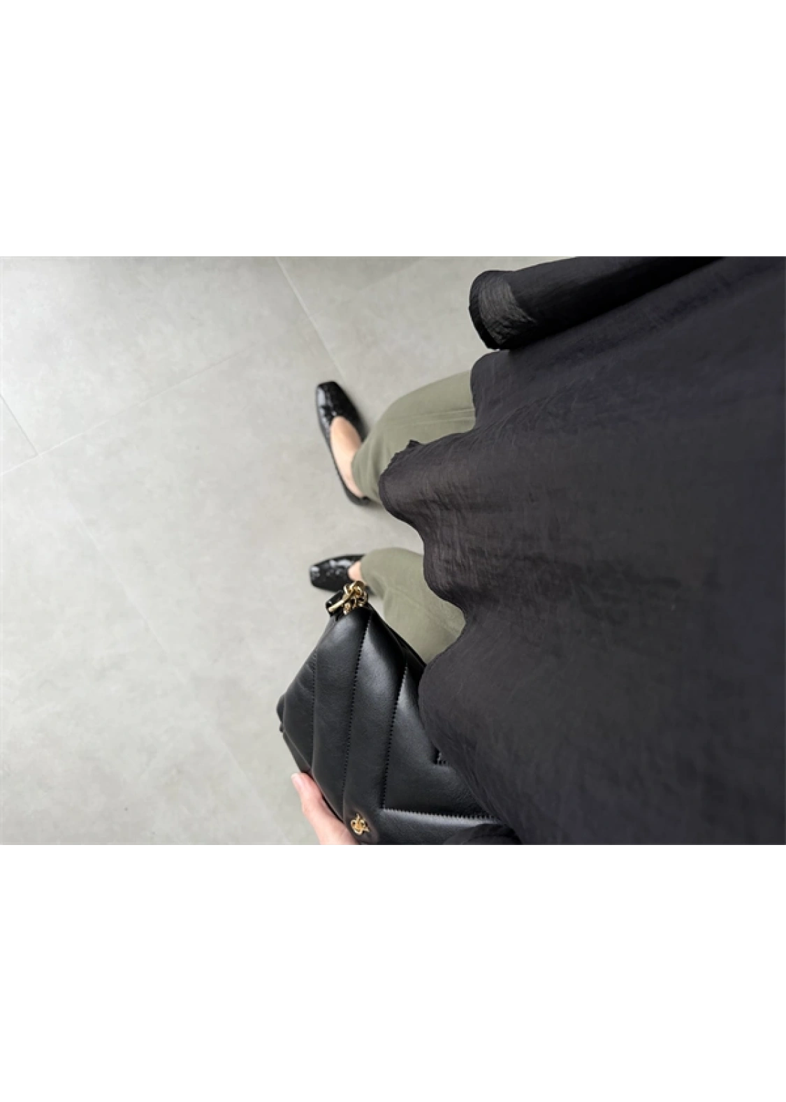 Uçuşan Pelerin Siyah Tül Bluz