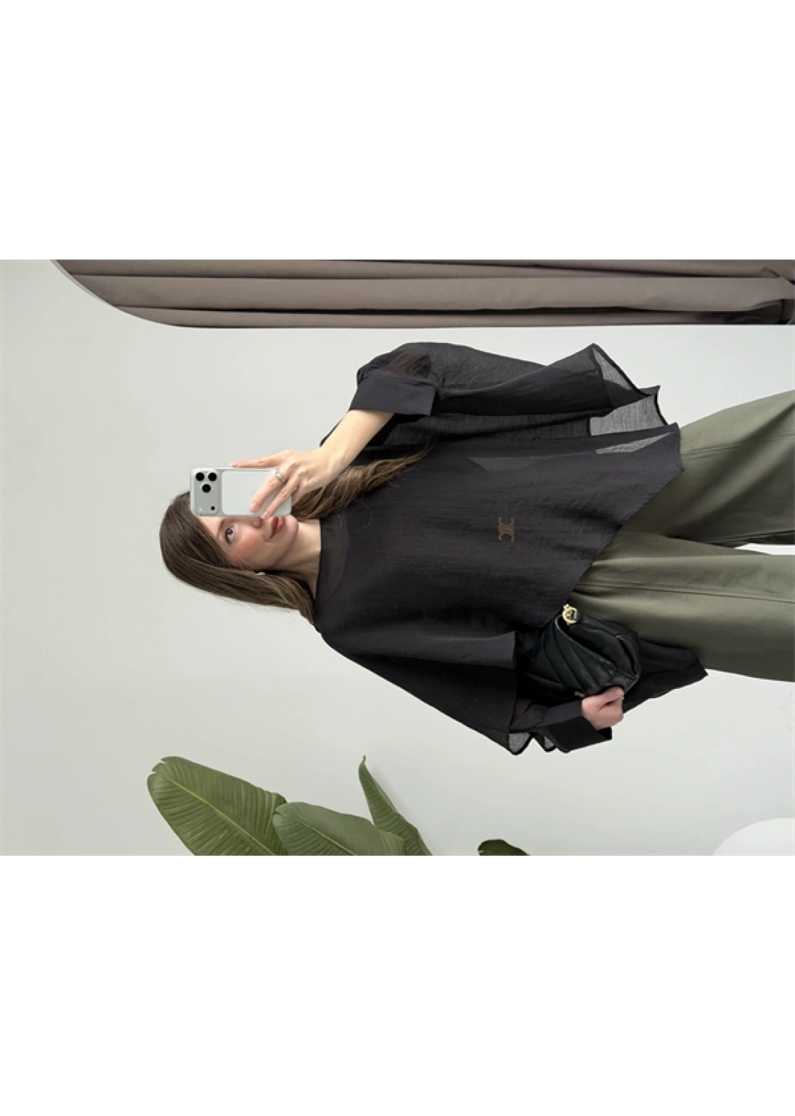 Uçuşan Pelerin Siyah Tül Bluz