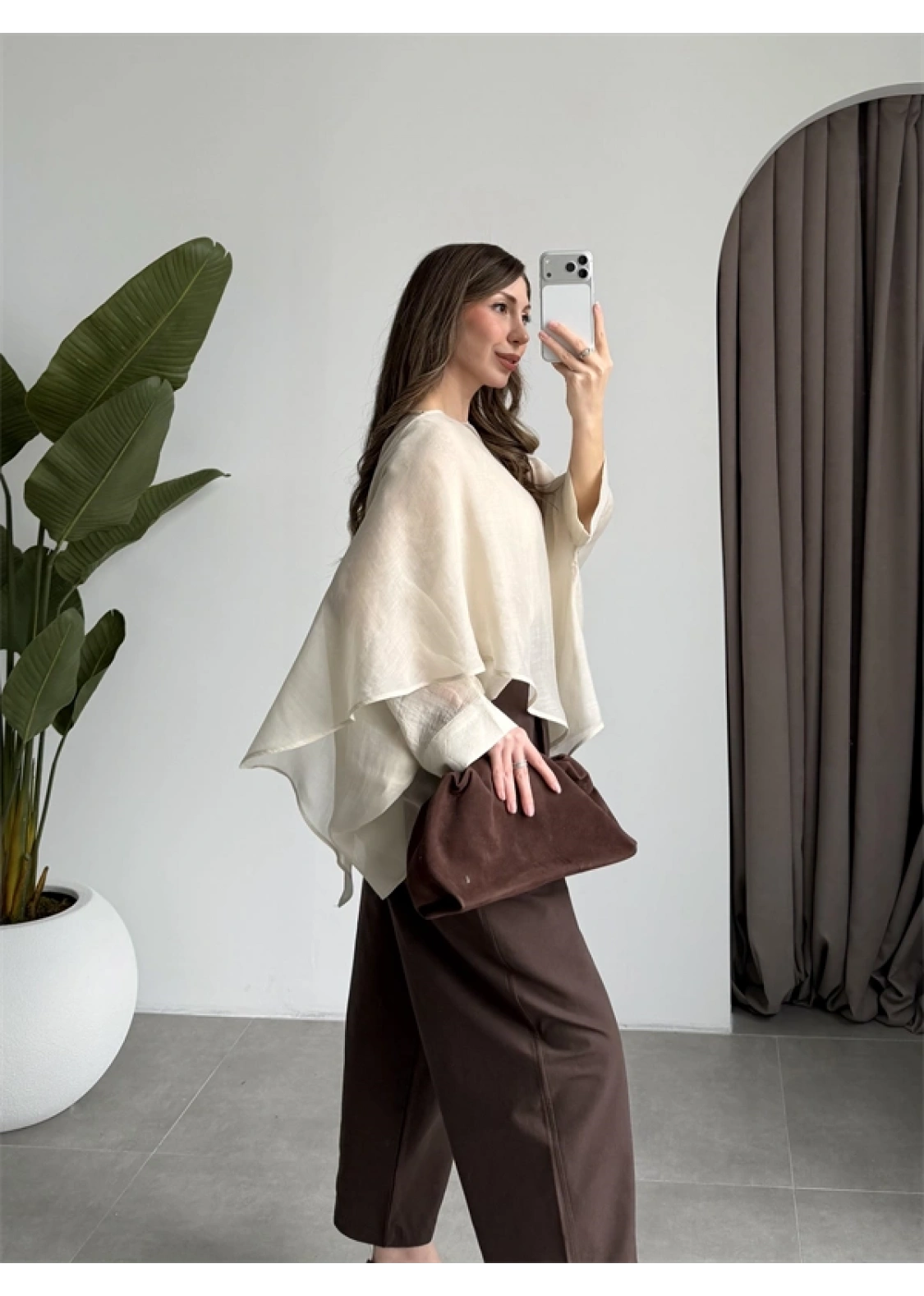 Uçuşan Pelerin Taş Tül Bluz