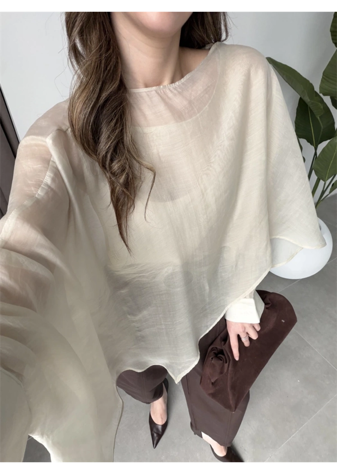 Uçuşan Pelerin Taş Tül Bluz