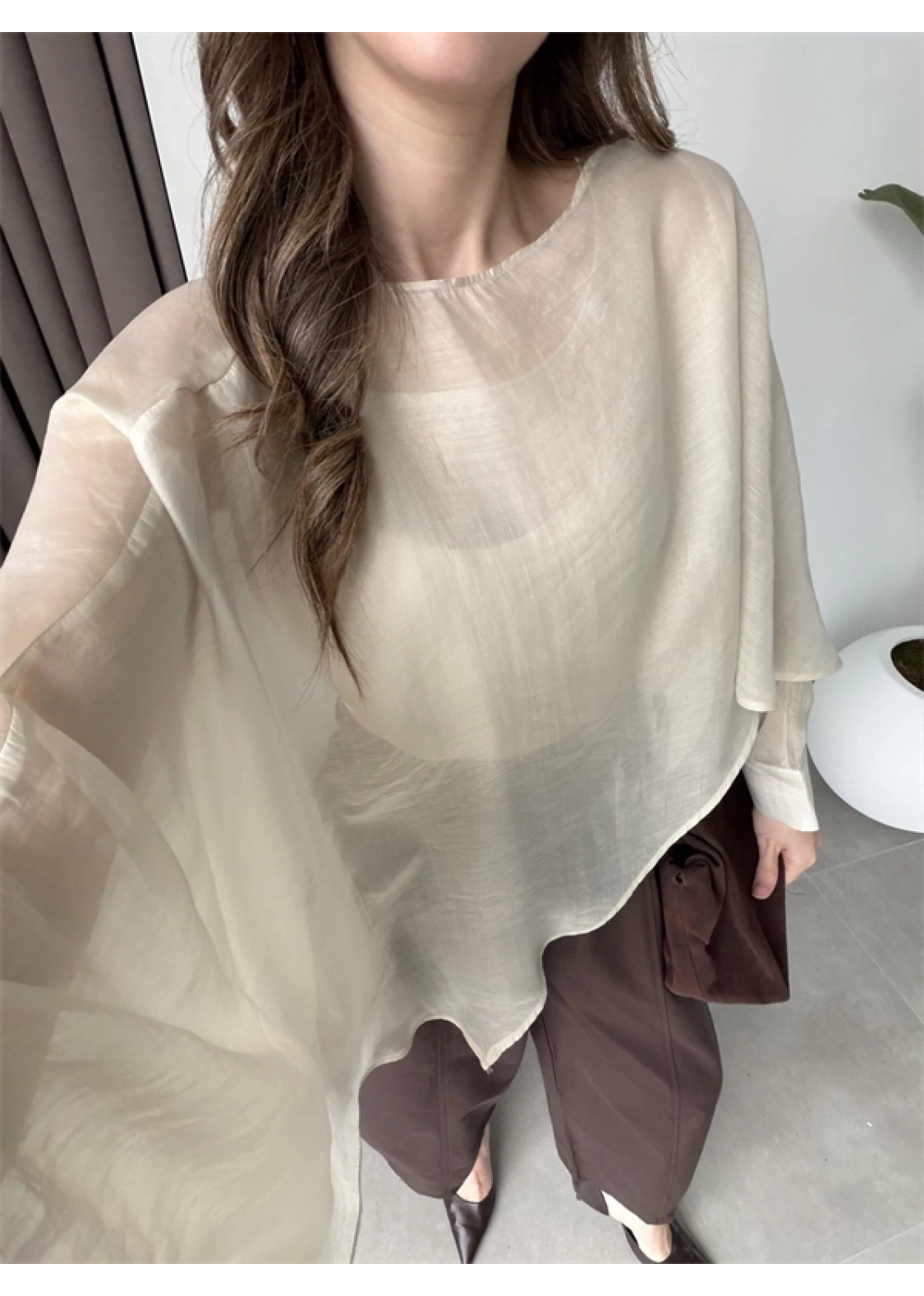 Uçuşan Pelerin Taş Tül Bluz