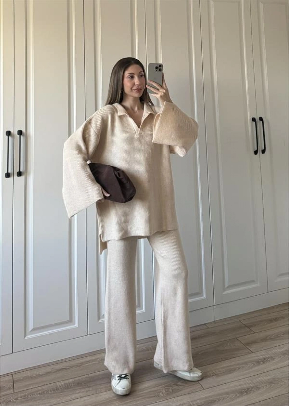 V Yaka Tok Triko Taş Örgü Takım