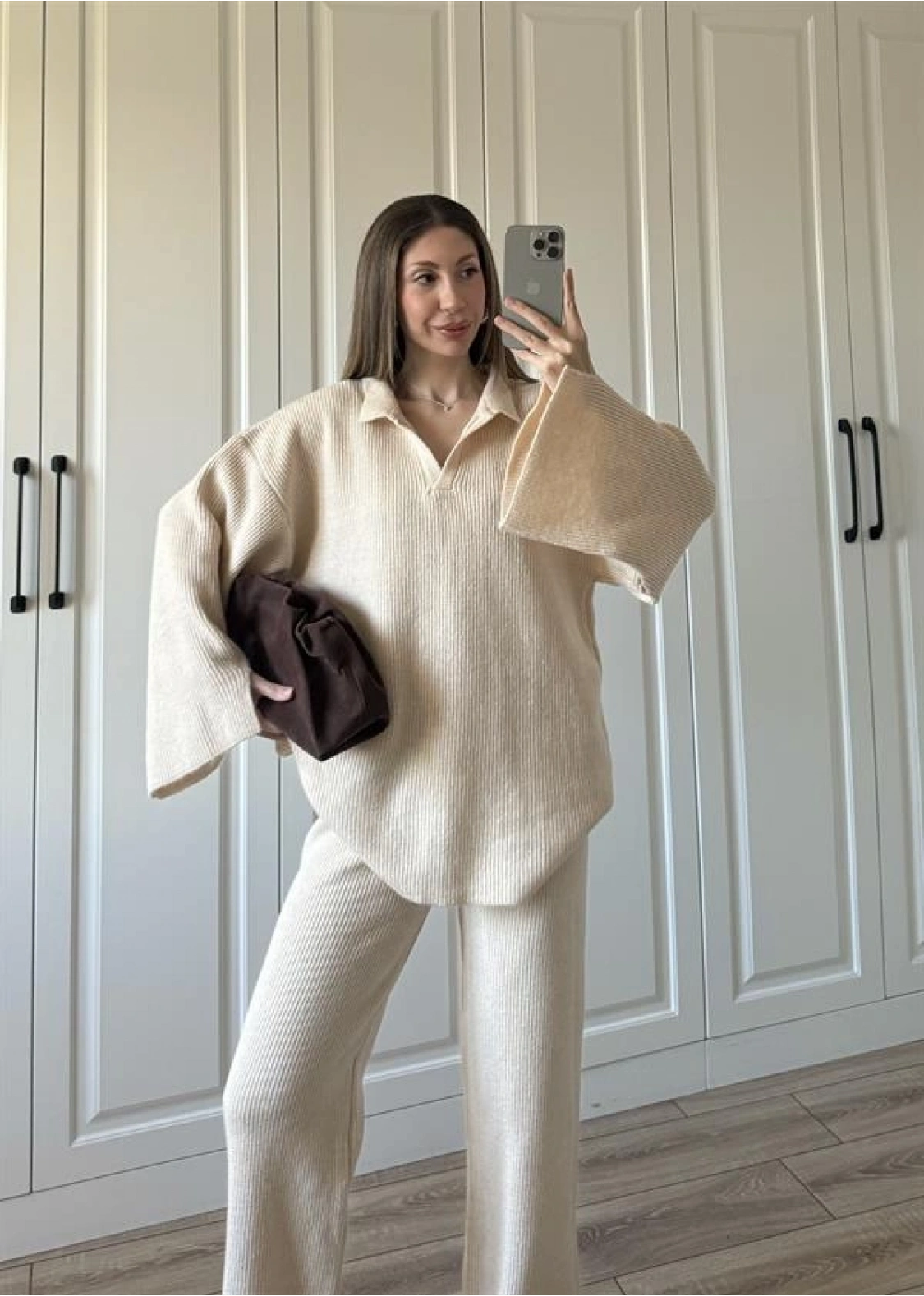 V Yaka Tok Triko Taş Örgü Takım