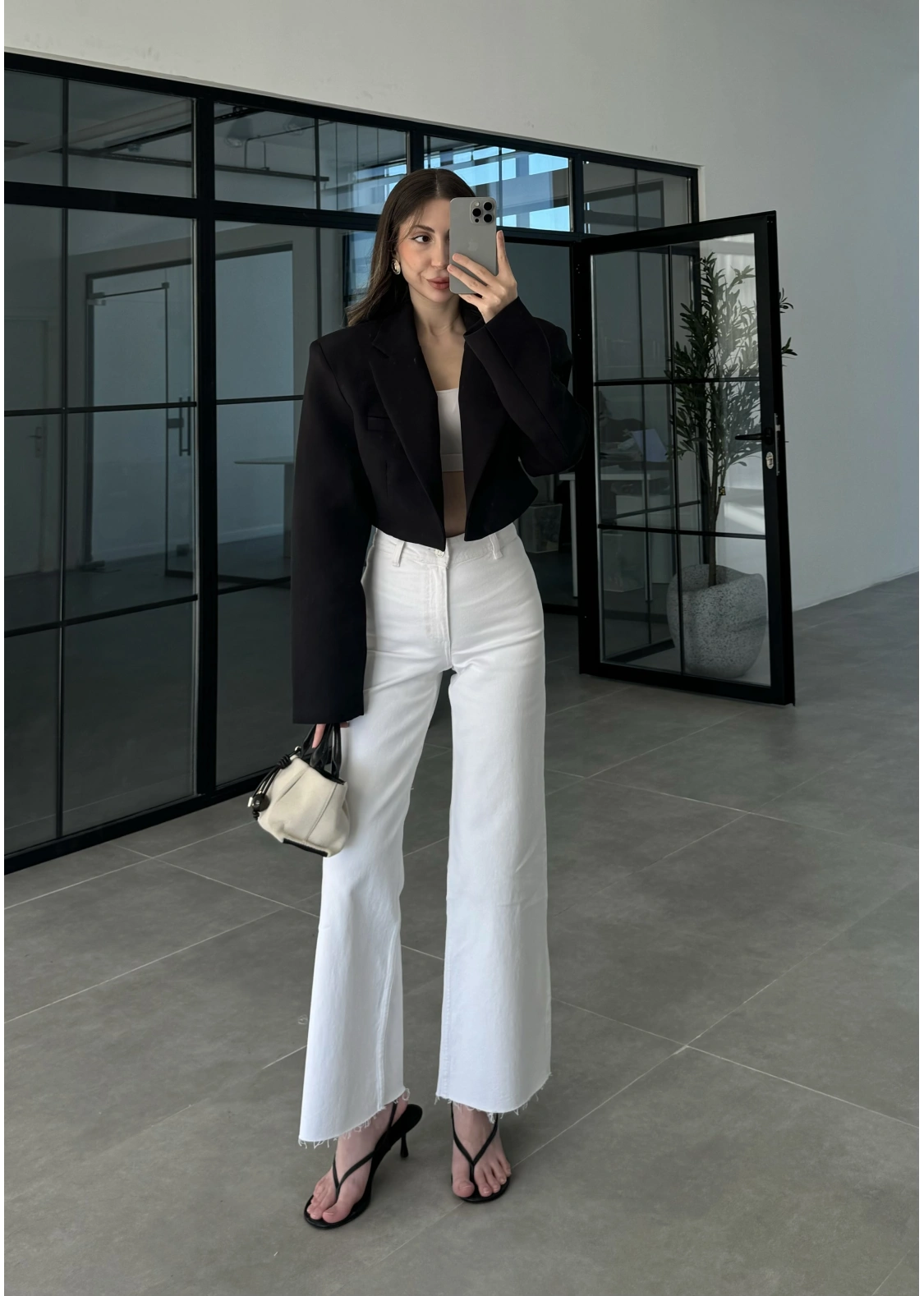 Vatkalı Astarlı Siyah Crop Ceket