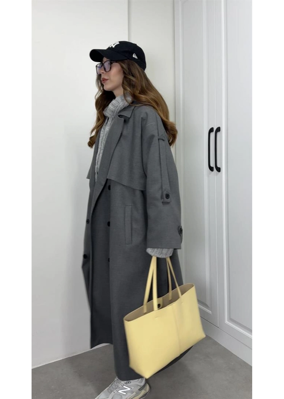 Voi Premium Yüksek Kalite Astarlı Antrasit Trençkot