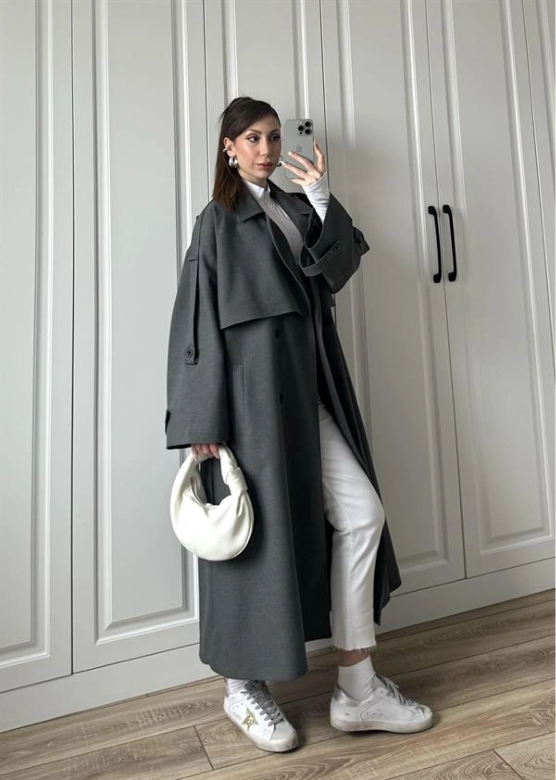 Voi Premium Yüksek Kalite Astarlı Antrasit Trençkot