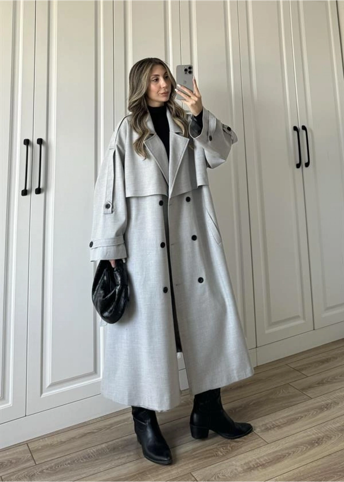 Voi Premium Yüksek Kalite Astarlı Gri Trençkot