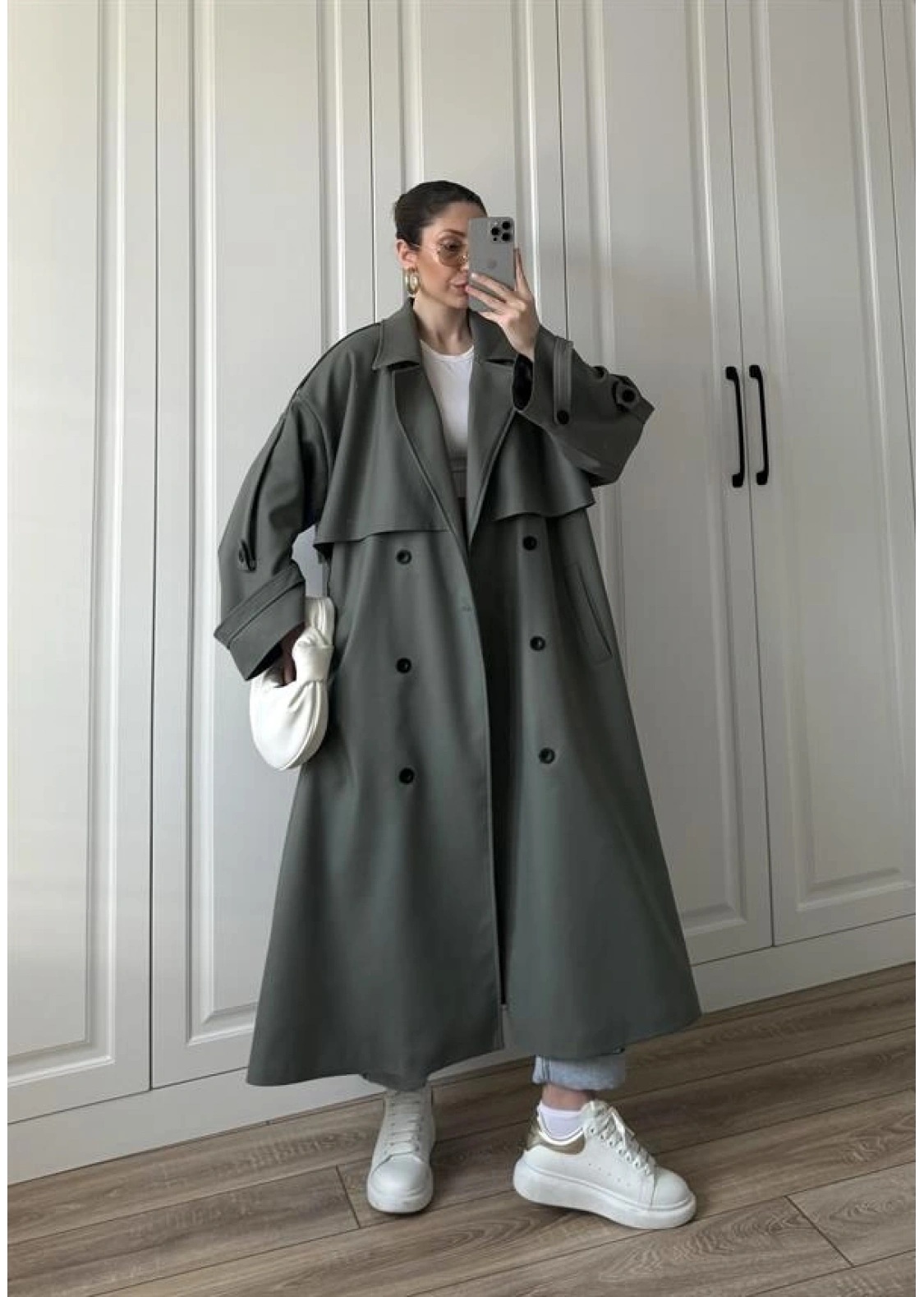 Voi Premium Yüksek Kalite Astarlı Haki Trençkot