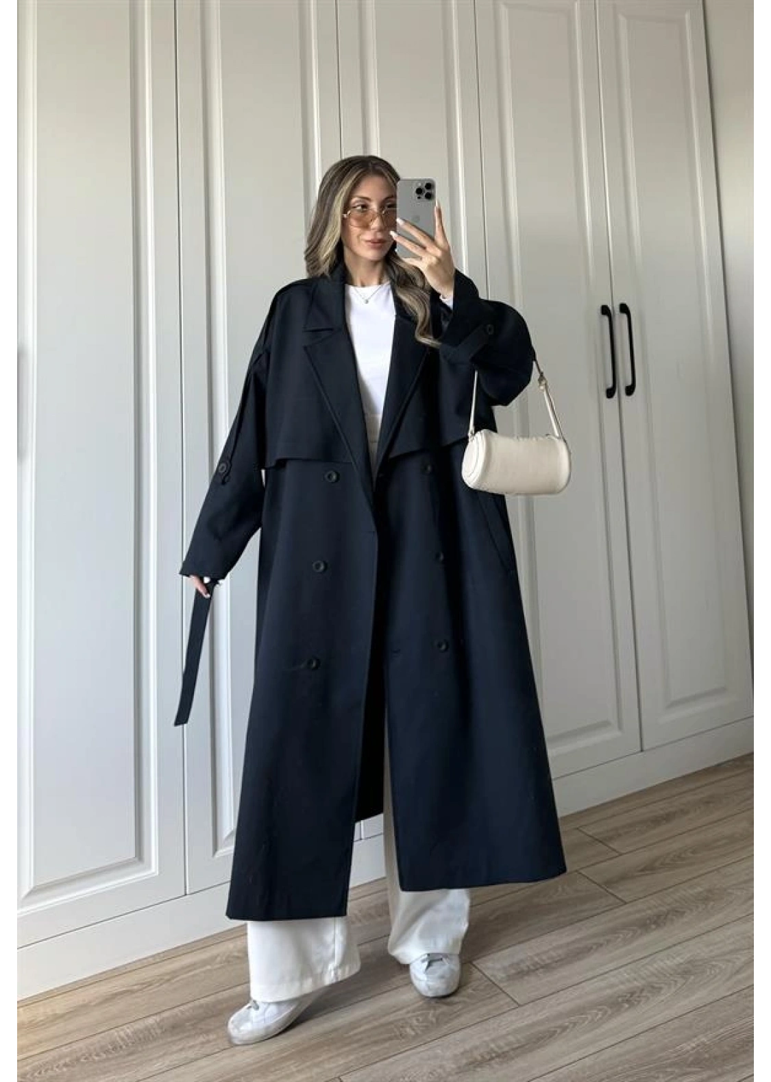 Voi Premium Yüksek Kalite Astarlı Lacivert Trençkot