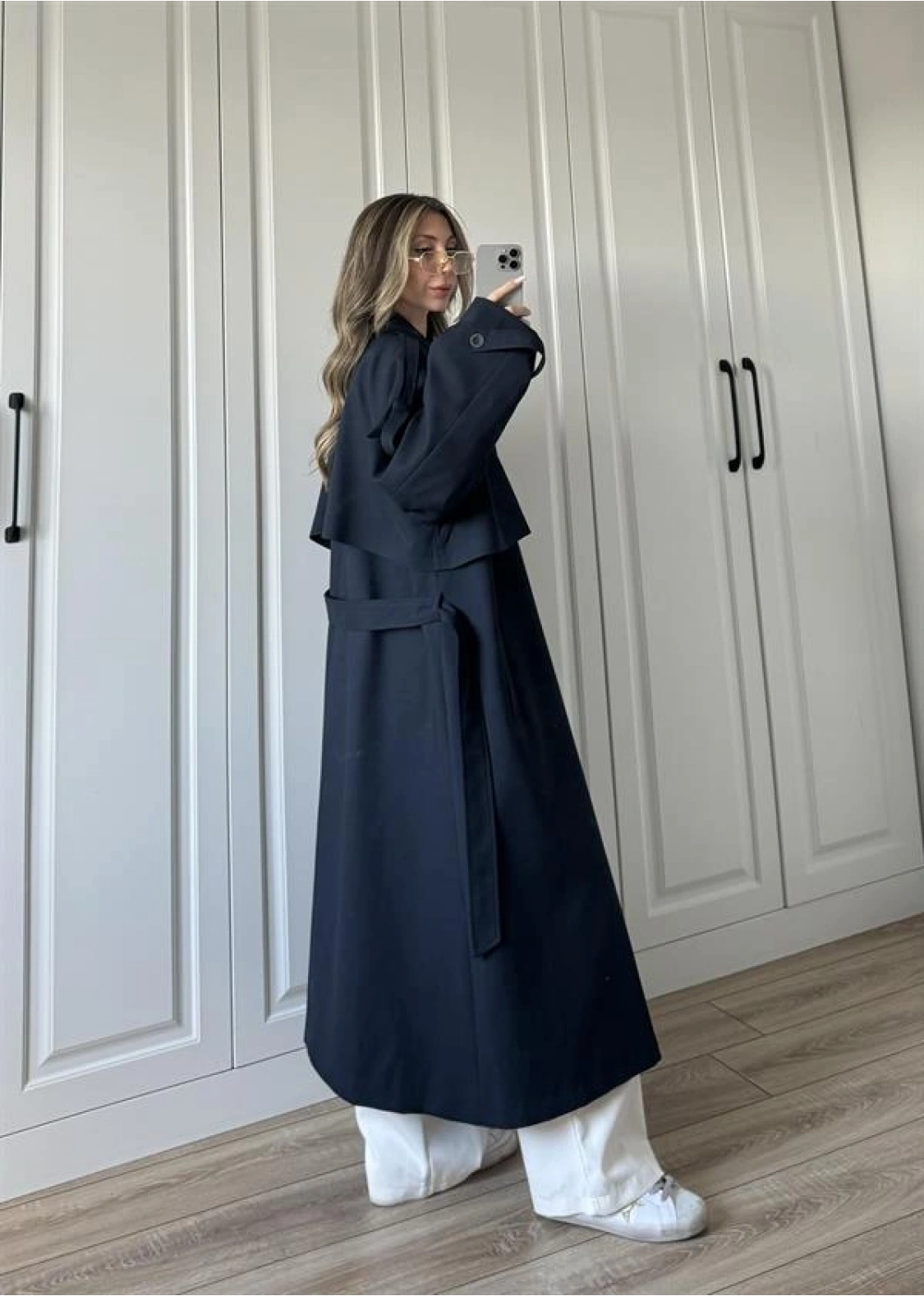 Voi Premium Yüksek Kalite Astarlı Lacivert Trençkot