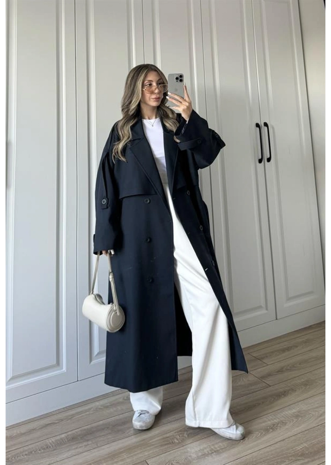 Voi Premium Yüksek Kalite Astarlı Lacivert Trençkot