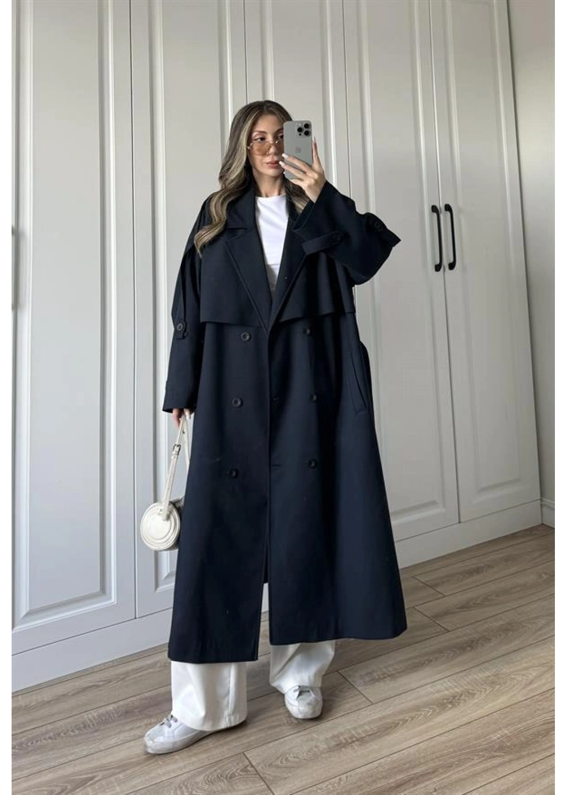 Voi Premium Yüksek Kalite Astarlı Lacivert Trençkot