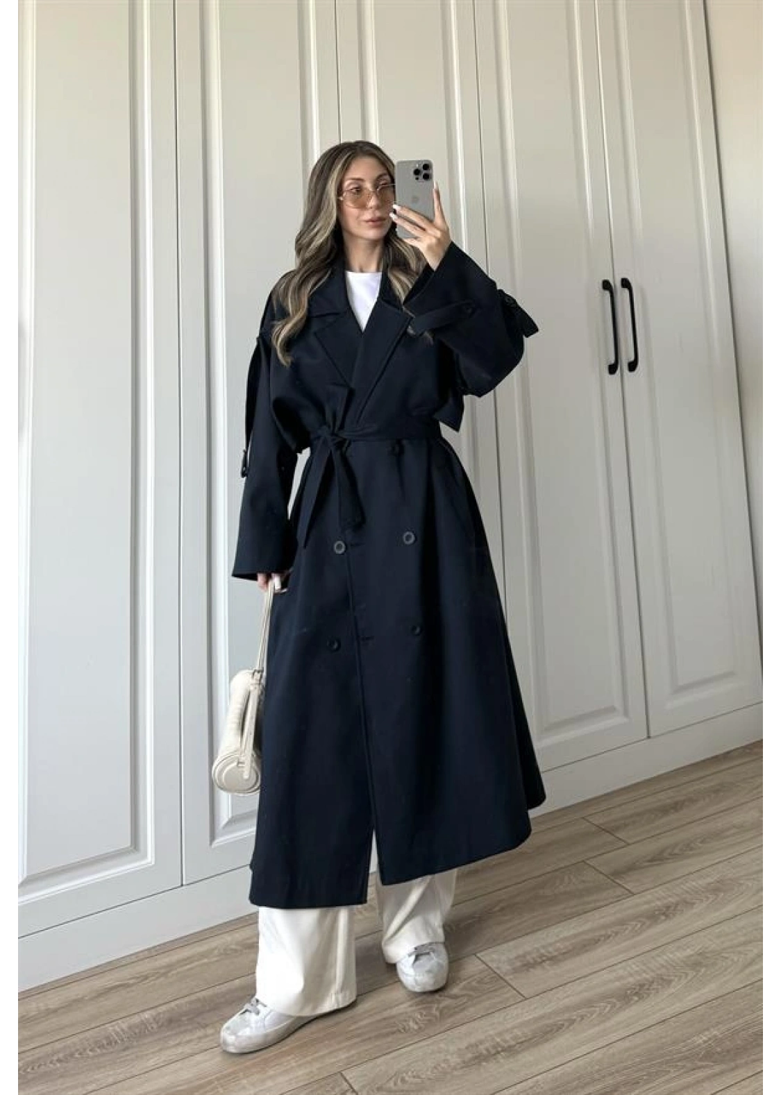 Voi Premium Yüksek Kalite Astarlı Lacivert Trençkot